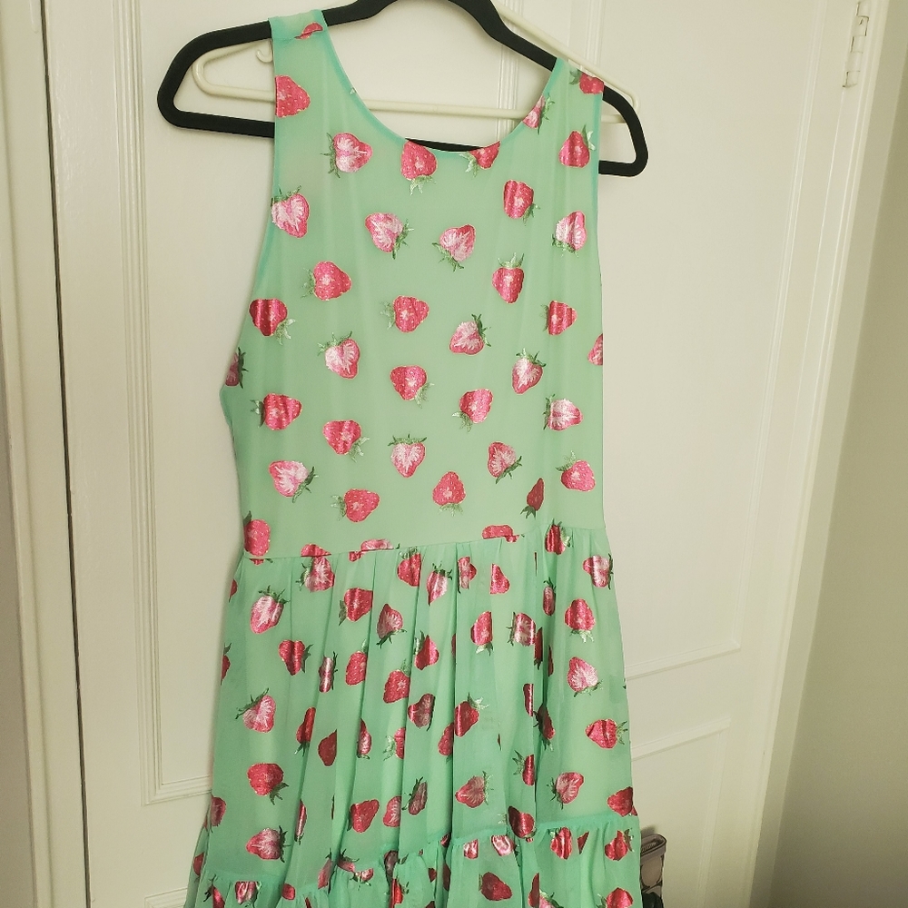 Black milk strawberries mint bow back dress XL (seconds)